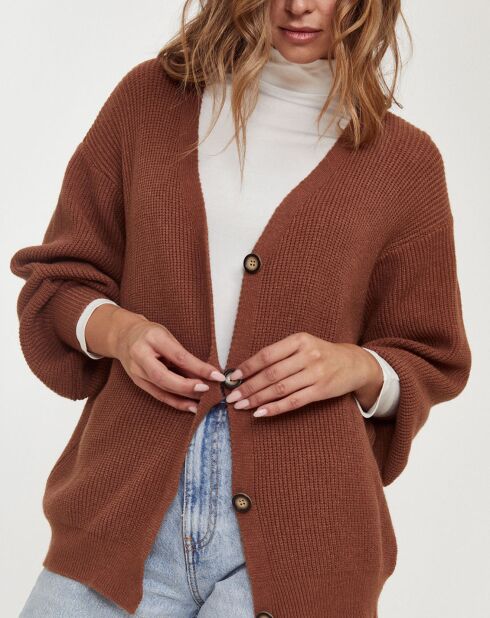 Gilet Chicorée Col V camel