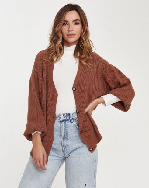 Gilet Chicorée Col V camel