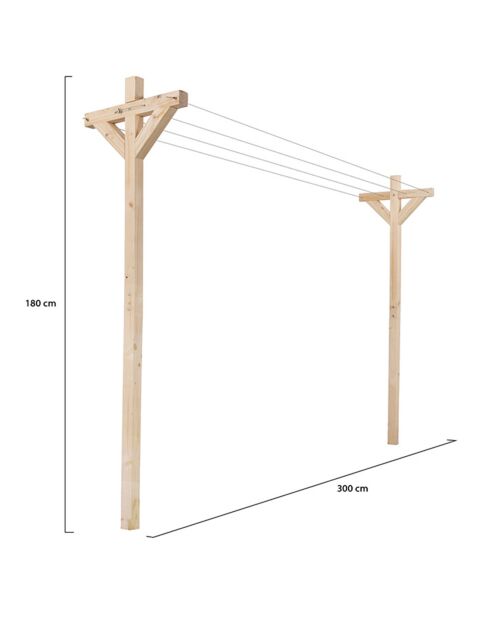 Etendoir à Linge en Bois - 300/340x60x180/205 cm