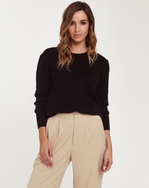 Pull Geranium Col Rond noir