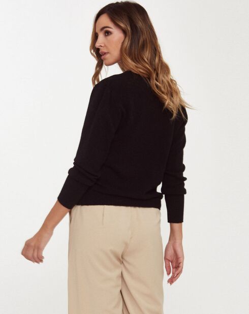 Pull Geranium Col Rond noir