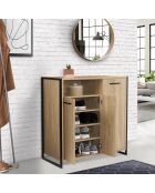 Meuble chaussures Alan 3 Portes + Niche bois/noir