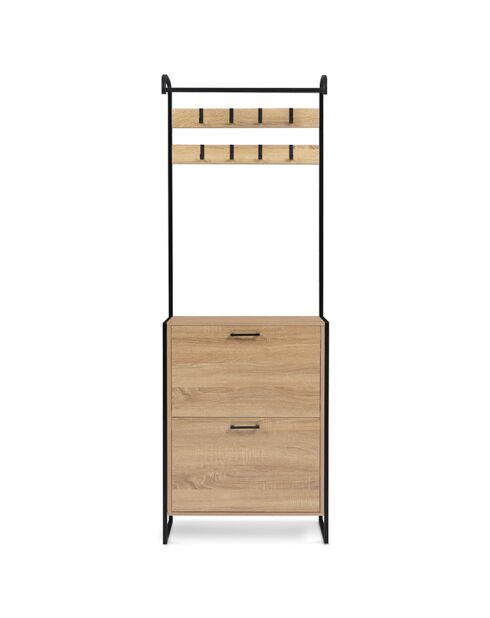 Vestiaire 2 Portes Alan bois/noir - 63.5x23.5x180 cm