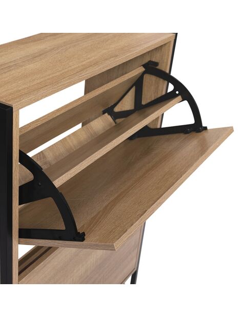 Vestiaire 2 Portes Alan bois/noir - 63.5x23.5x180 cm