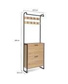 Vestiaire 2 Portes Alan bois/noir - 63.5x23.5x180 cm
