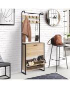 Vestiaire 2 Portes Alan bois/noir - 63.5x23.5x180 cm