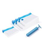 13 Housses Sous-vide + Pompe transparent/bleu