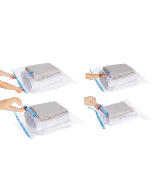 13 Housses Sous-vide + Pompe transparent/bleu
