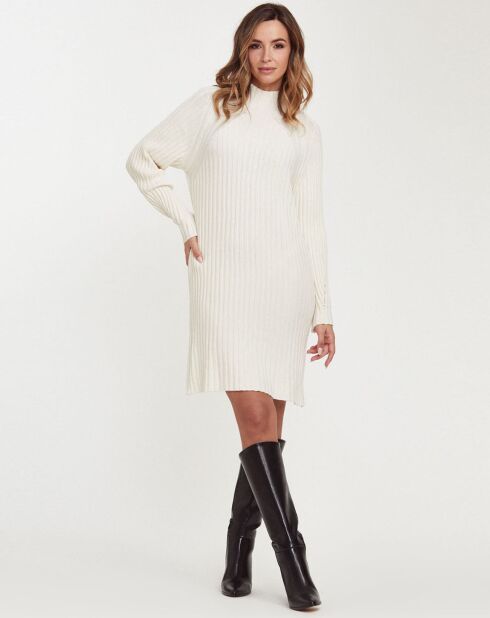 Robe Pull Colza Col Montant blanche