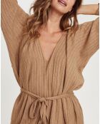 Robe Pull Dahlia Col V beige foncé
