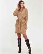 Robe Pull Dahlia Col V beige foncé