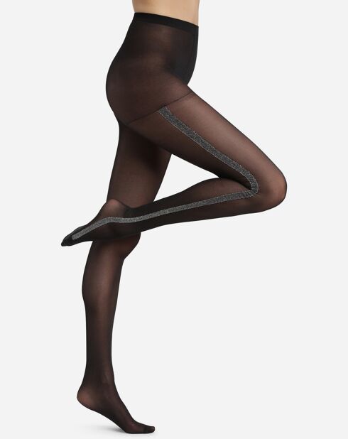 Collants voile transparent Dim Style noir/argenté