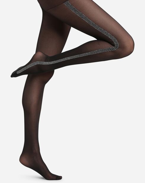 Collants voile transparent Dim Style noir/argenté