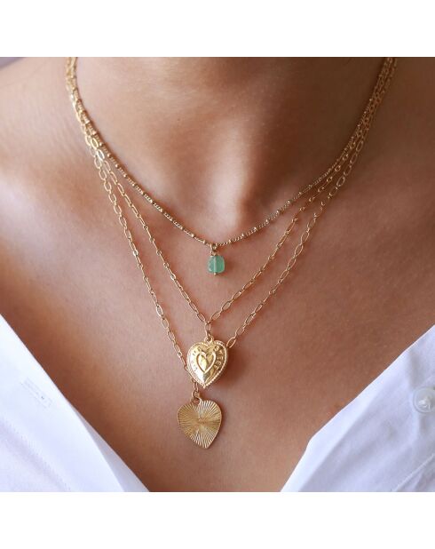 Collier Ava en Laiton doré & Aventurine