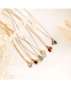 Collier Gaïa en Laiton doré & Quartz rose