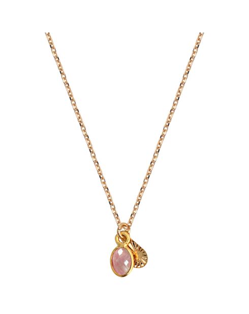 Collier Gaïa en Laiton doré & Quartz rose