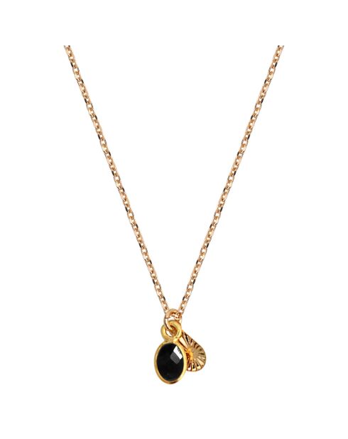 Collier Gaïa en Laiton doré & Onyx noir