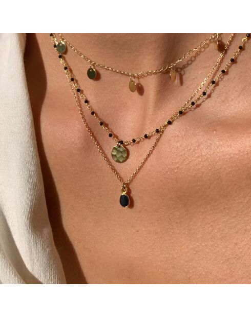 Collier Gaïa en Laiton doré & Onyx noir