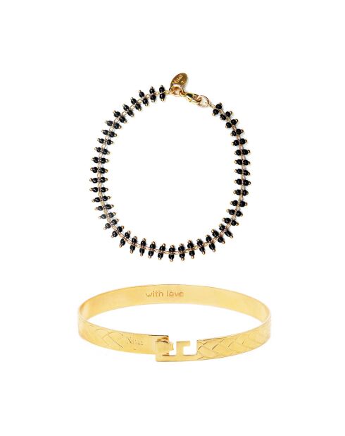 Coffret 1 Bracelet Carrioca + 1 Jonc Eternity en Laiton doré