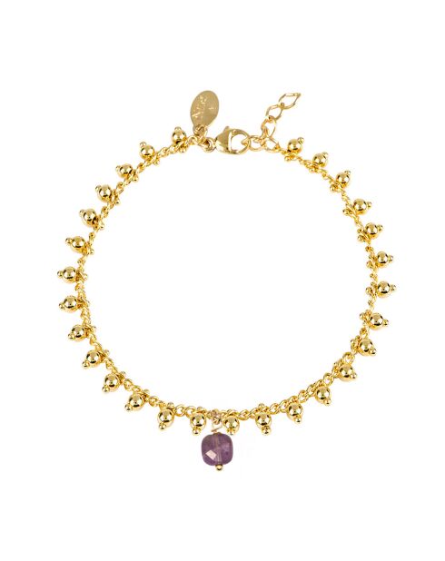 Bracelet Gypsie en Laiton doré & Améthyste