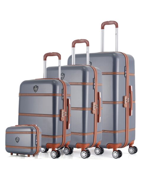 3 Valises + Vanity 4 roues simples Walter C 75/65/55/30 cm gris foncé