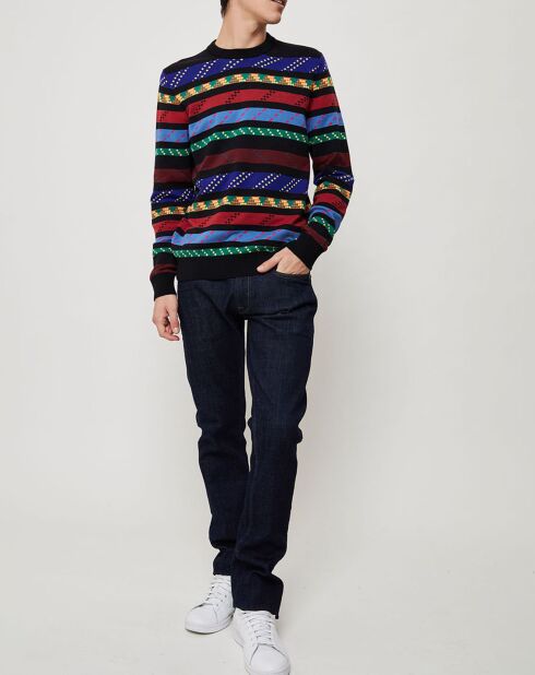 Pull en Laine mélangée Rayures multicolore