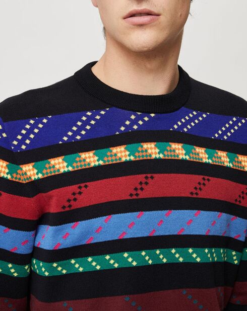 Pull en Laine mélangée Rayures multicolore