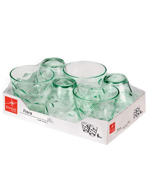 6 Verres à eau Flora verts - 25 cl