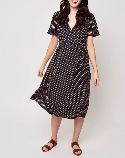 Robe à pois bleu marine