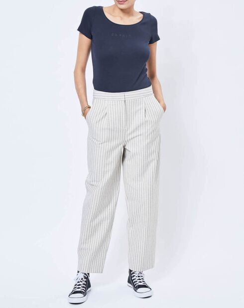 Pantalon à rayures beige clair