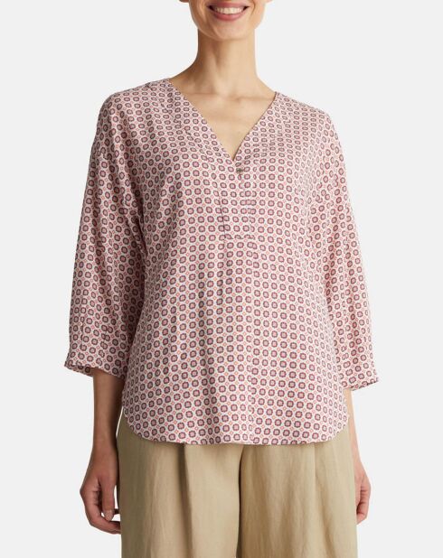 Blouse imprimée géométrique blanc/multicolore