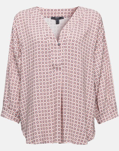 Blouse imprimée géométrique blanc/multicolore