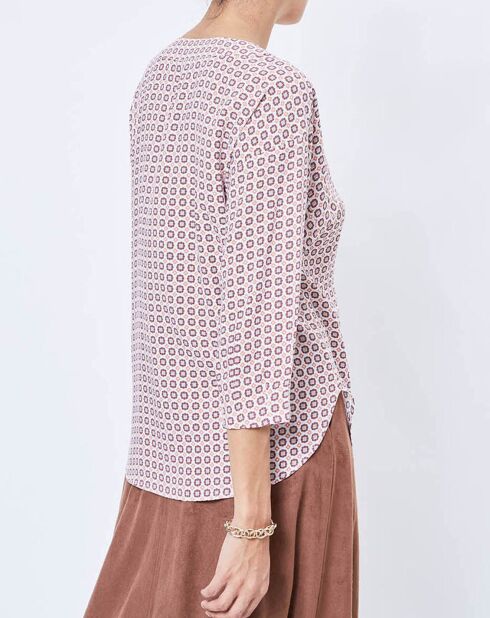 Blouse imprimée géométrique blanc/multicolore