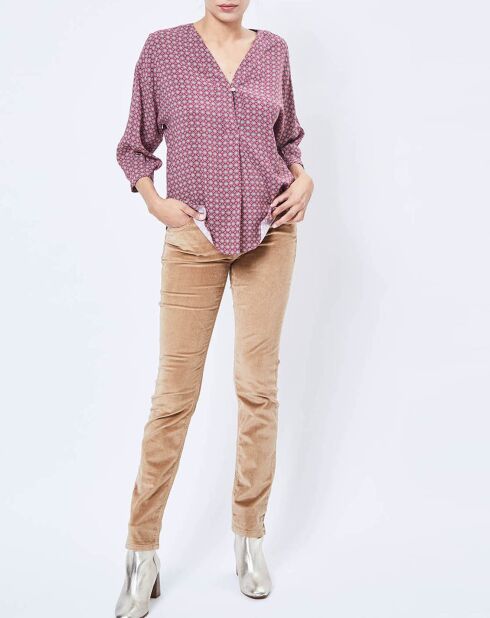 Blouse motif Géométrique rouge/multicolore