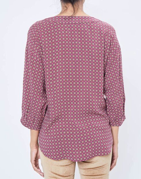 Blouse motif Géométrique rouge/multicolore