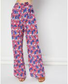 Pantalon fluide Tilda imprimé rose/bleu