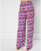 Pantalon fluide Tilda imprimé rose/bleu