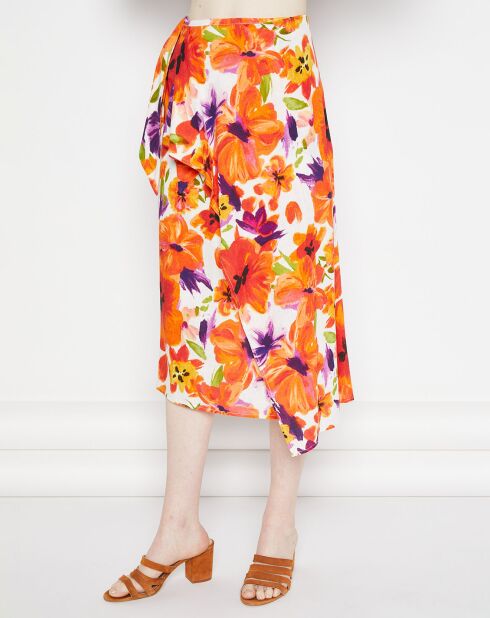 Dorine oranje rok van linnenmix