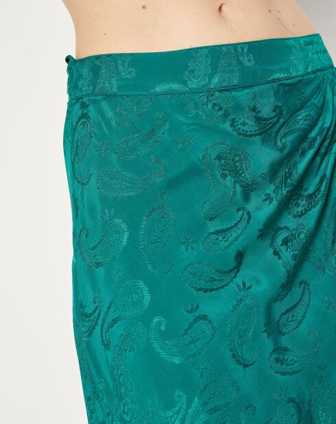 Jupe Agami broderies ton sur ton verte