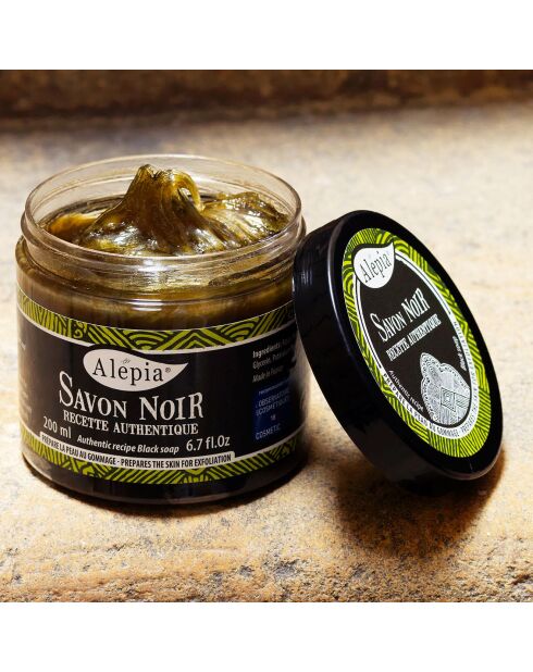 Authentisches feuchtigkeitsspendendes und peelendes Rezept für schwarze Seife, 200 ml