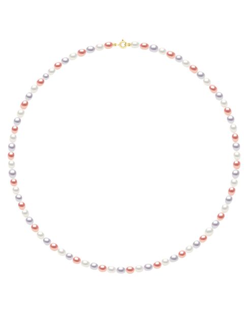 Collier en Or Jaune & Perles d'Eau Douce grains de riz multicolores