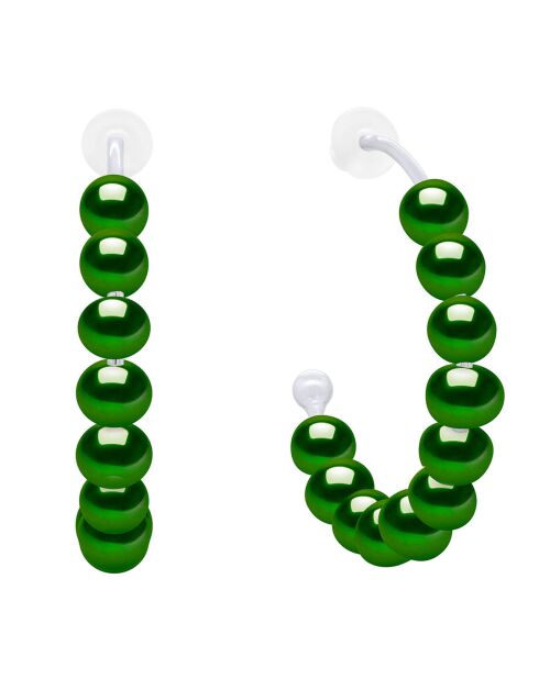 Runde, kultivierte Süßwasserperlenohrringe aus Rhodiumsilber und Malachitgrün