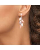 Boucles d'oreilles en Argent Rhodié & Perles de Culture d'Eau Douce baroques multicolores