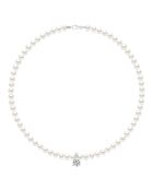 Halskette aus Rhodiumsilber und natürliche weiße halbrunde Süßwasser-Zuchtperlen