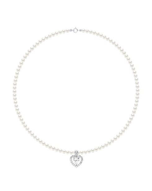 Collier en Argent Rhodié & Perles de Culture d'Eau Douce semi-rondes blanc naturel
