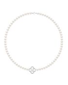 Collier en Argent Rhodié & Perles de Culture d'Eau Douce semi-rondes blanc naturel