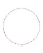 Collier en Argent Rhodié & Perles de Culture d'Eau Douce semi-rondes blanc naturel