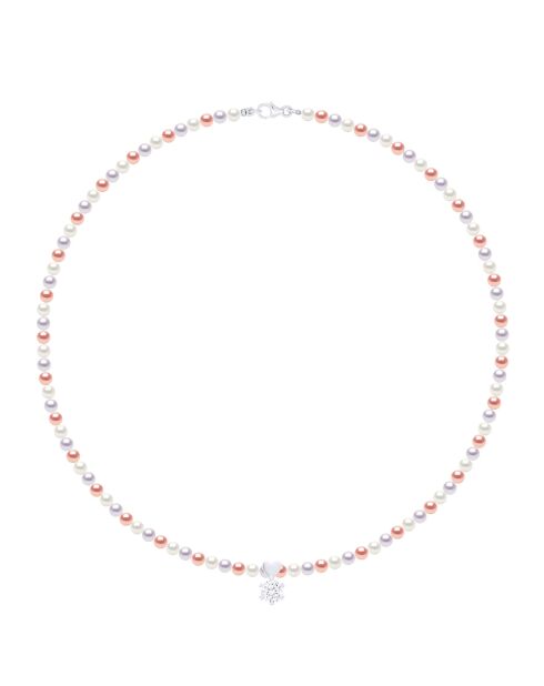 Halskette aus Rhodiumsilber und natürliche weiße halbrunde Süßwasser-Zuchtperlen