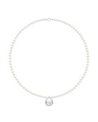 Collier en Argent Rhodié & Perles de Culture d'Eau Douce semi-rondes blanc naturel