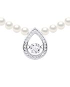Collier en Argent Rhodié & Perles de Culture d'Eau Douce semi-rondes blanc naturel